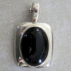 Joseph Esposito ESPO Sterling Oval Black Onyx Snap-In Rectangular Pendant